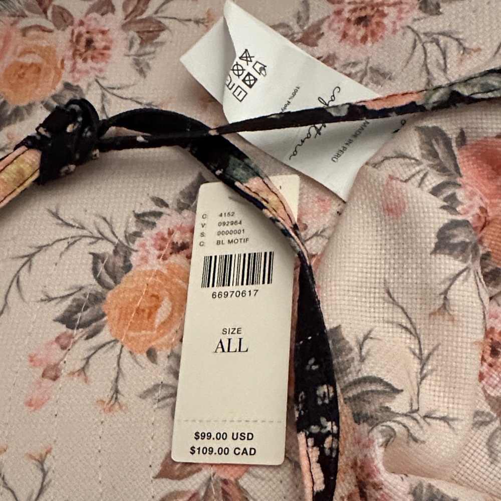 Anthropologie Black Floral Wide-Brim Hat NWT